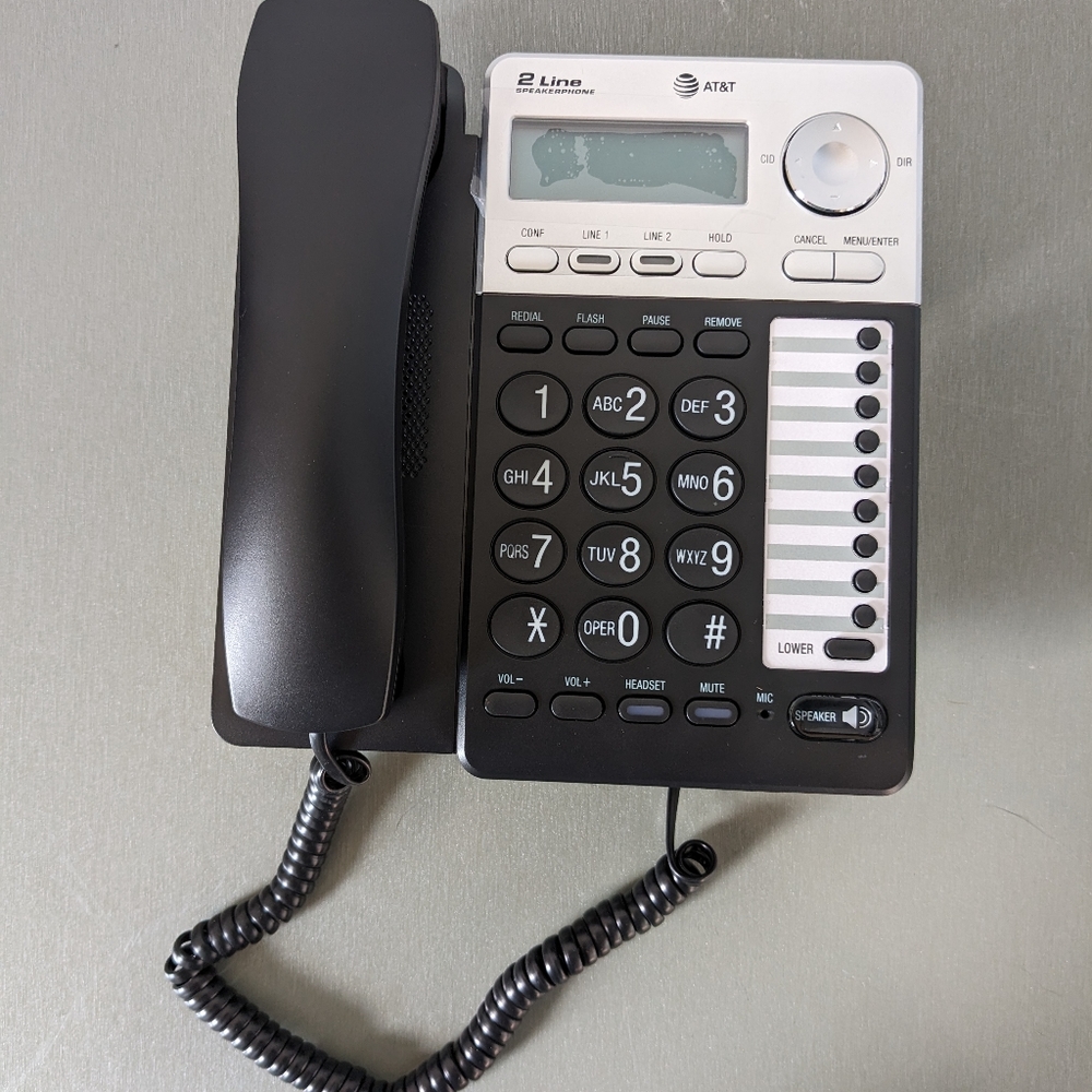 AT&T 2-Line Corded Phone with Speakerphone, 18 number Speed Dial, Headset Jack